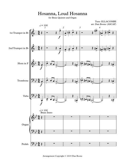 Hosanna, Loud Hosanna (Brass Quintet, Organ)